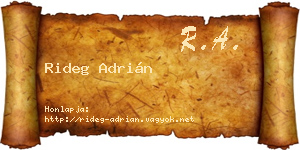 Rideg Adrián névjegykártya